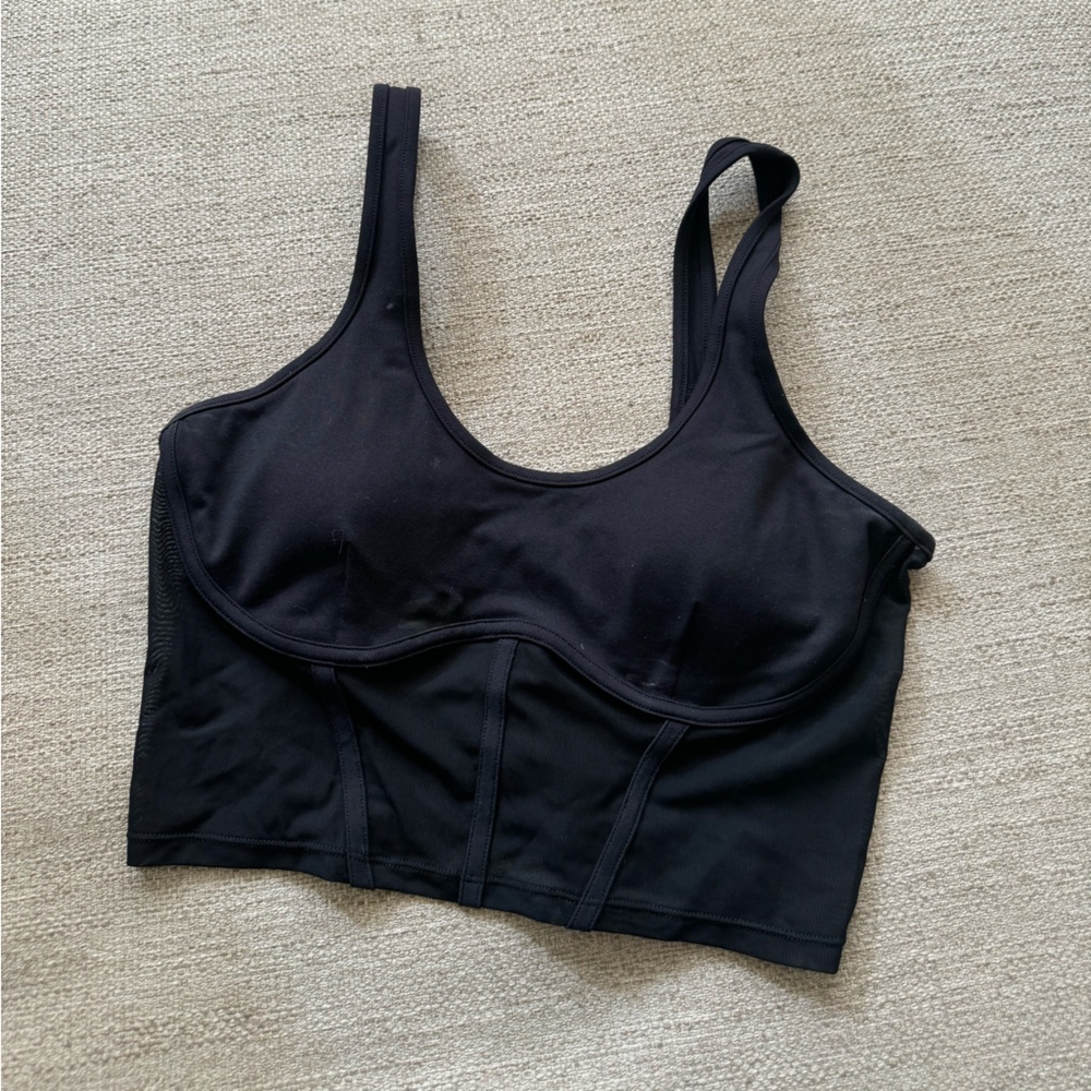 ALO Yoga Black Longline Crop Sports Bra
